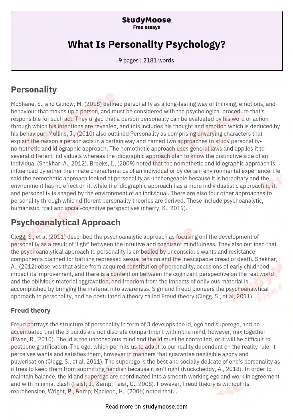 What Is Personality Psychology? essay