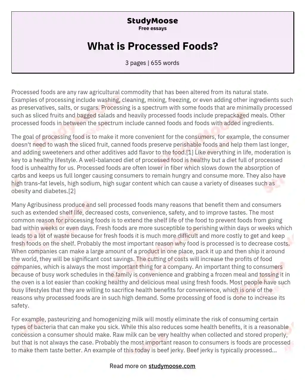 What is Processed Foods?