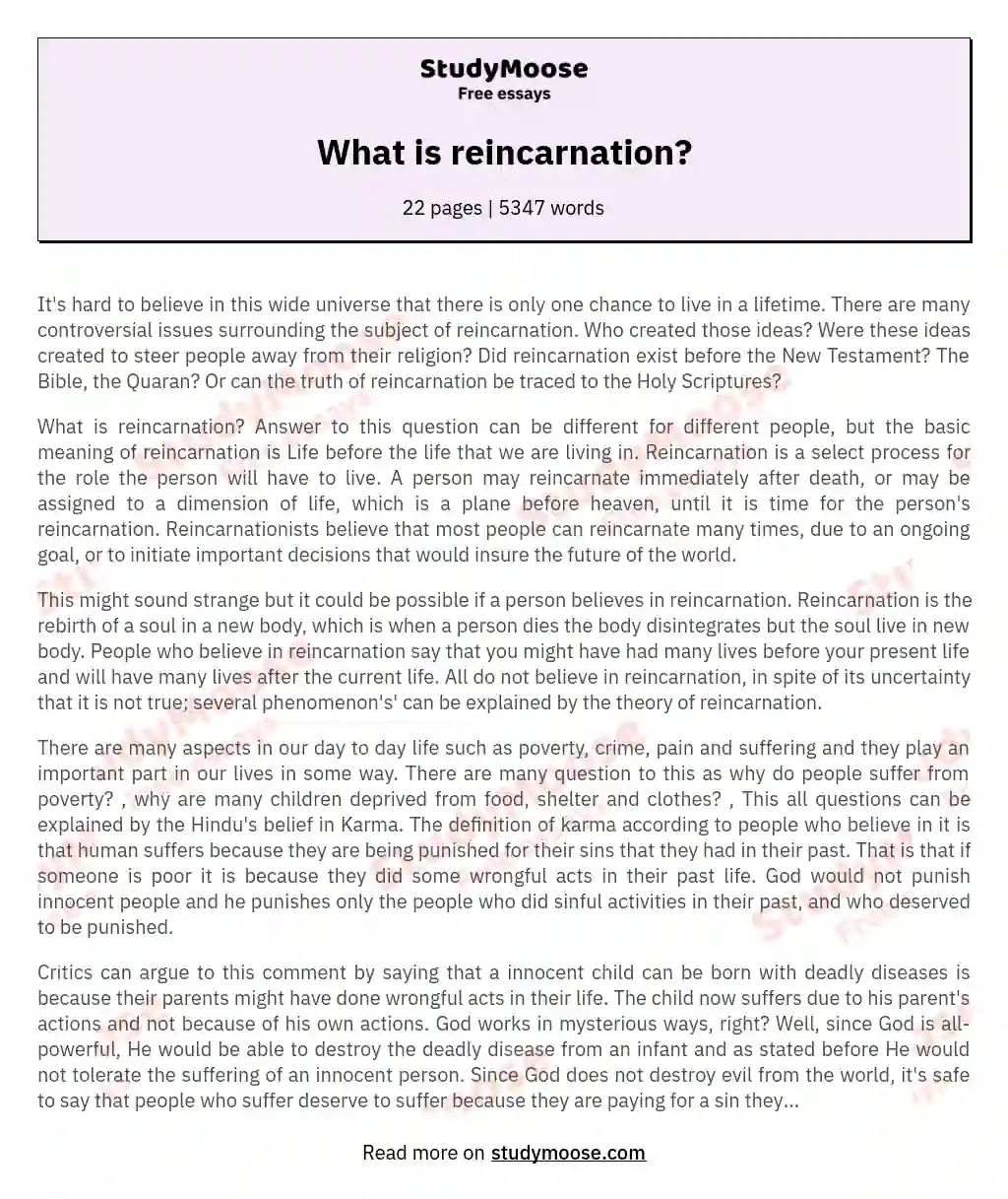 What is reincarnation?