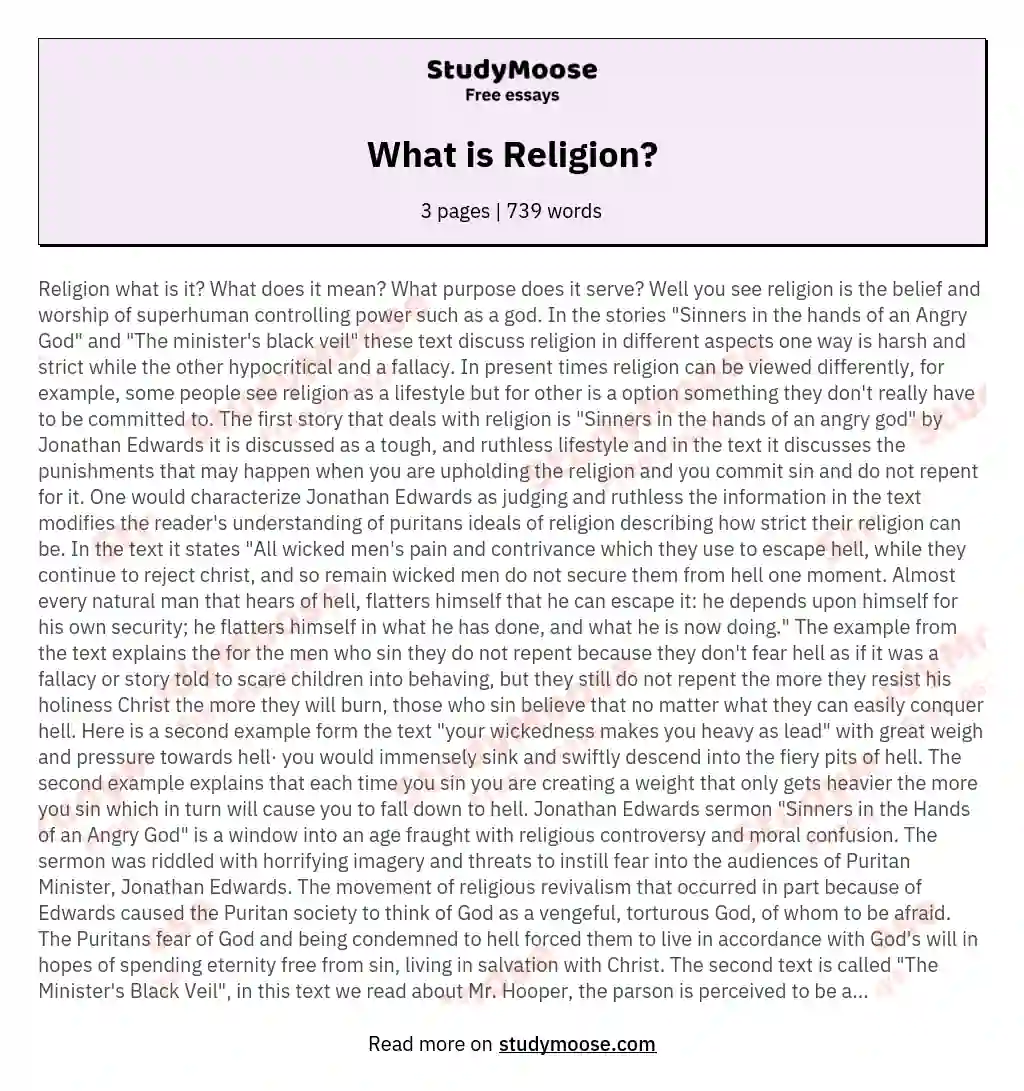 What is Religion? essay