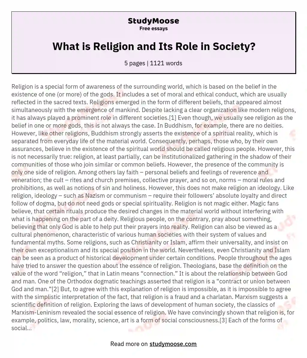 short essay about religion