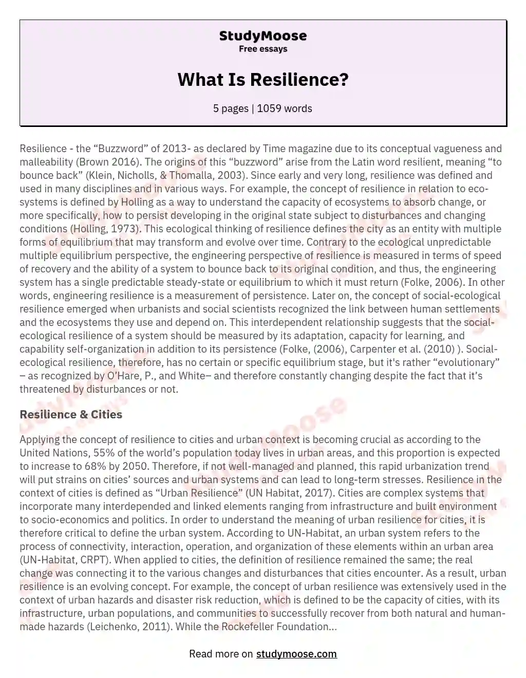 college essay on resilience