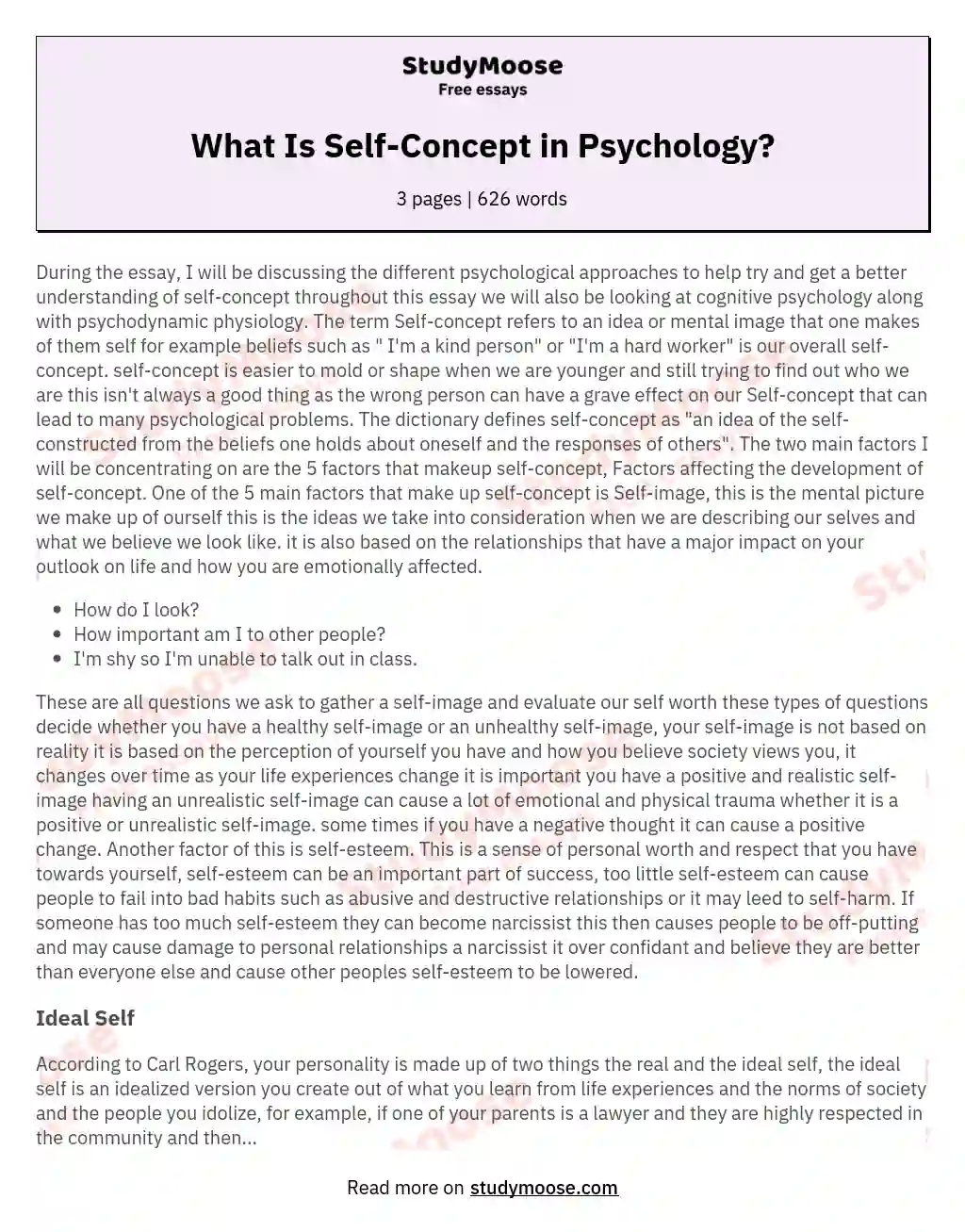 what is self in psychology essay