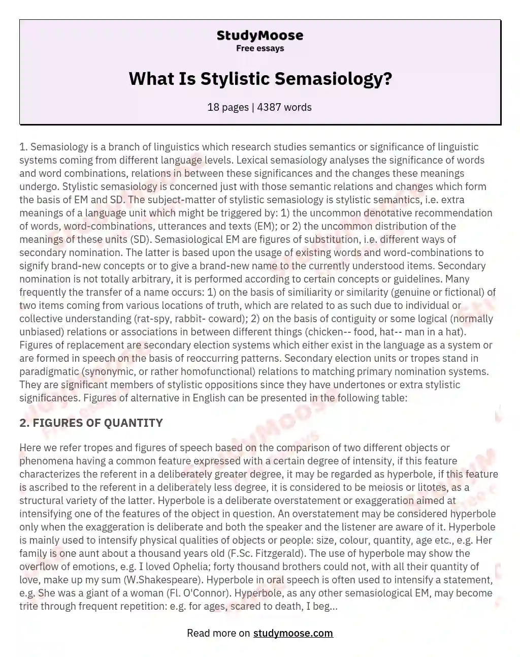 What Is Stylistic Semasiology?