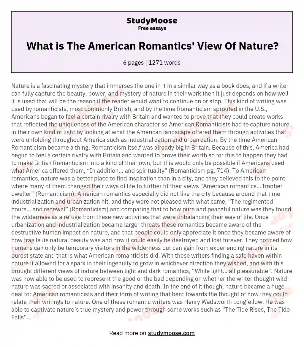 What is The American Romantics' View Of Nature? essay