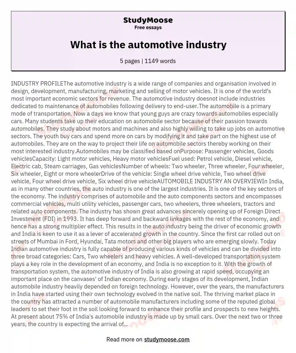 What is the automotive industry