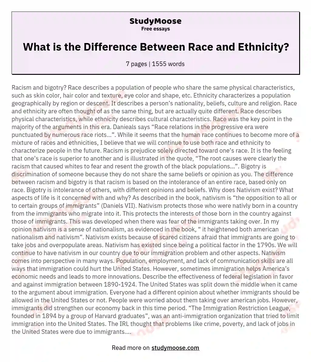 What is the Difference Between Race and Ethnicity? essay