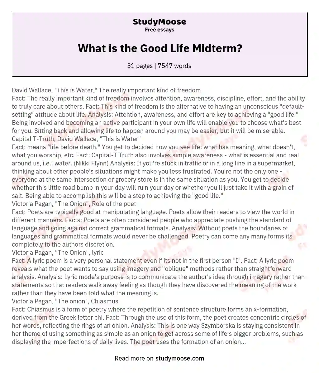 What is the Good Life Midterm?