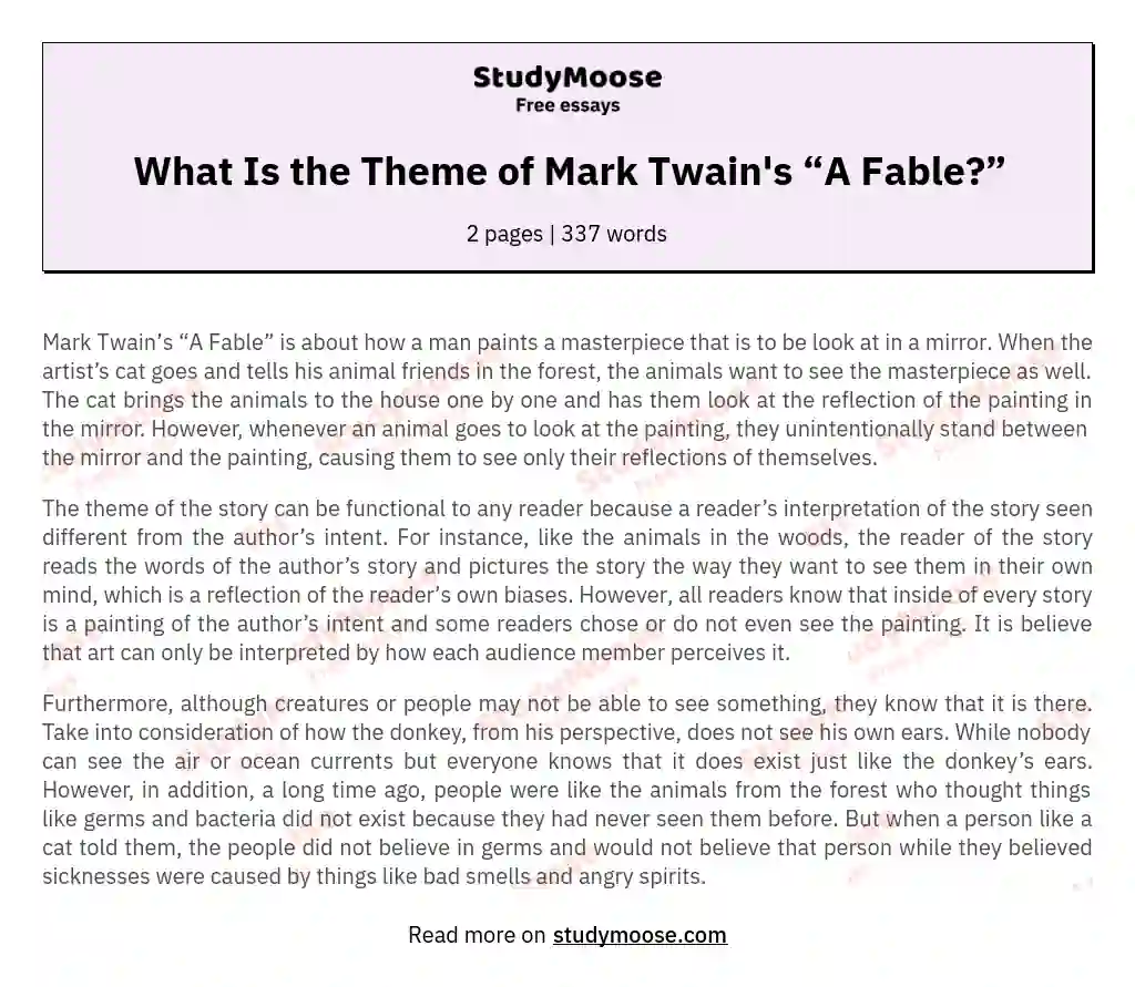 What Is the Theme of Mark Twain's “A Fable?” essay