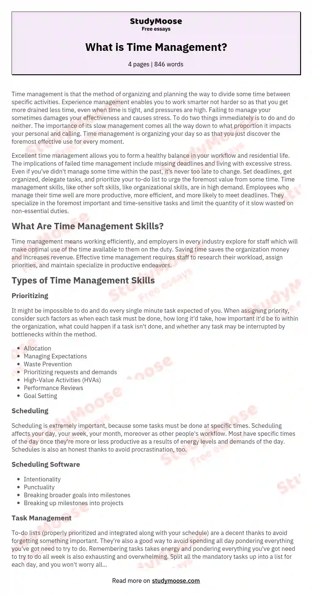 What is Time Management? essay