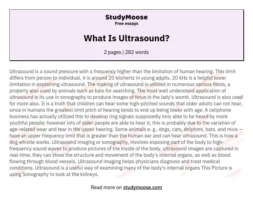 What Is Ultrasound? essay