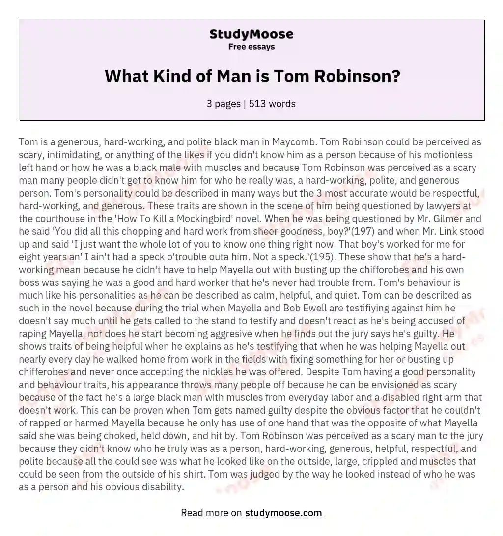 What Kind of Man is Tom Robinson?