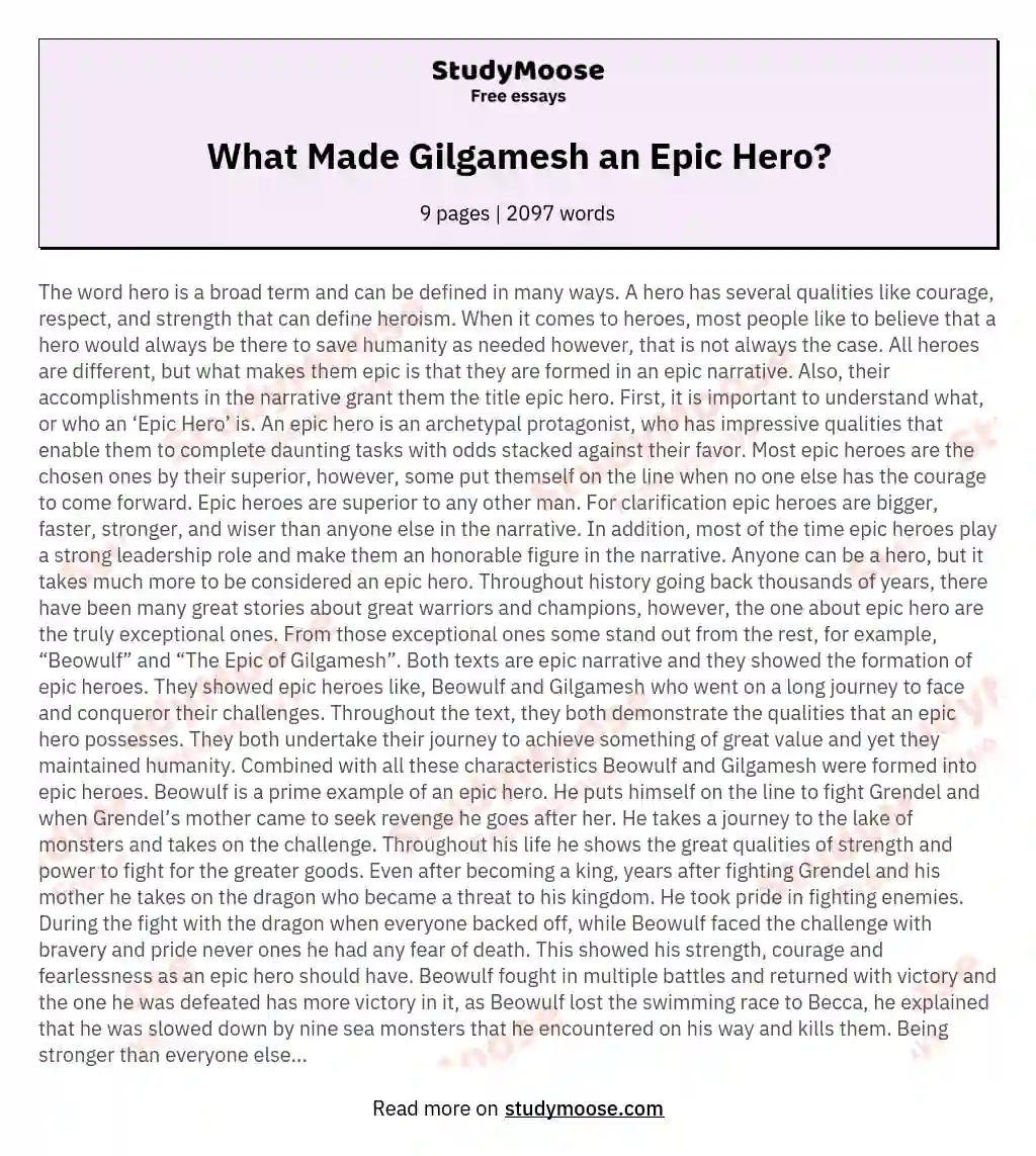 What Made Gilgamesh an Epic Hero? essay