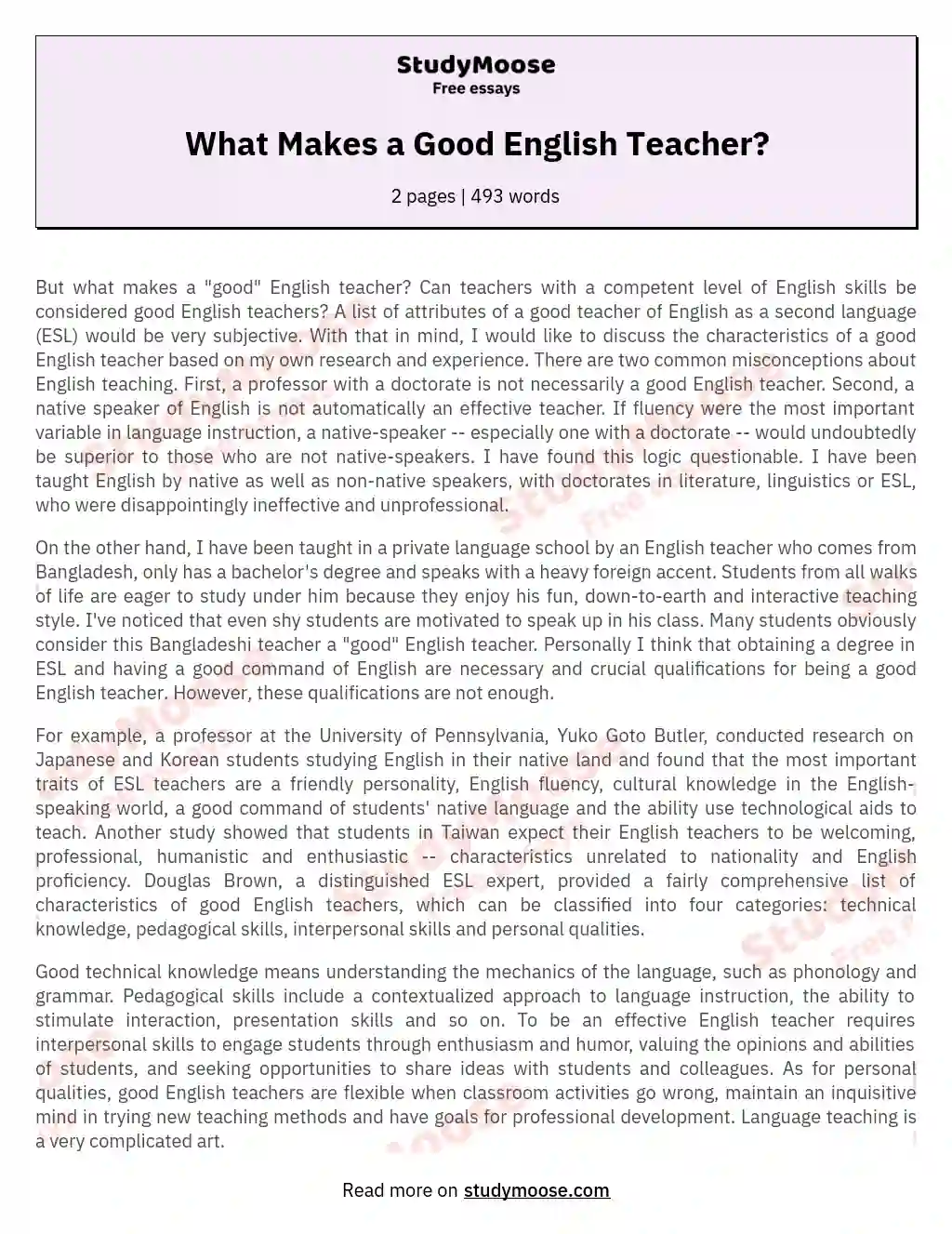 What Makes a Good English Teacher? essay