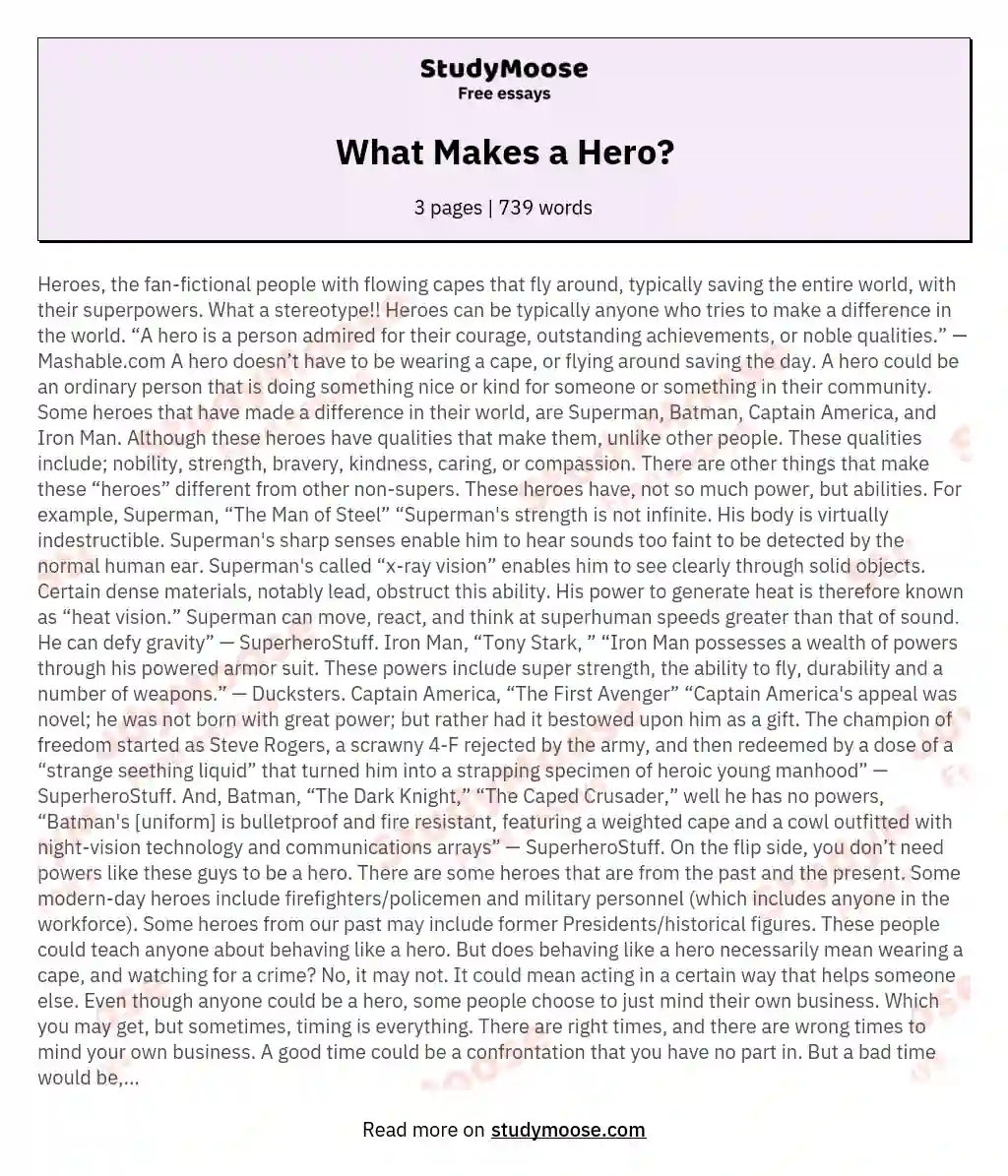 what makes a true hero essay