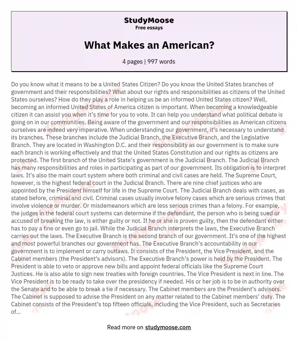 essay what does it mean to be an american