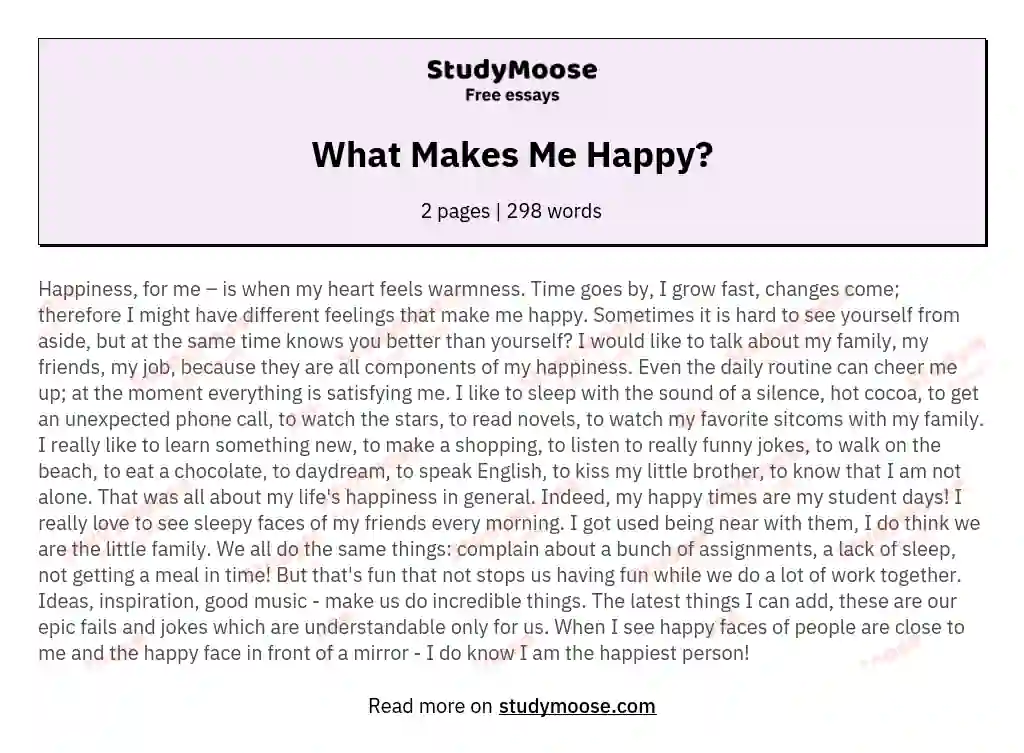 What Makes Me Happy? essay