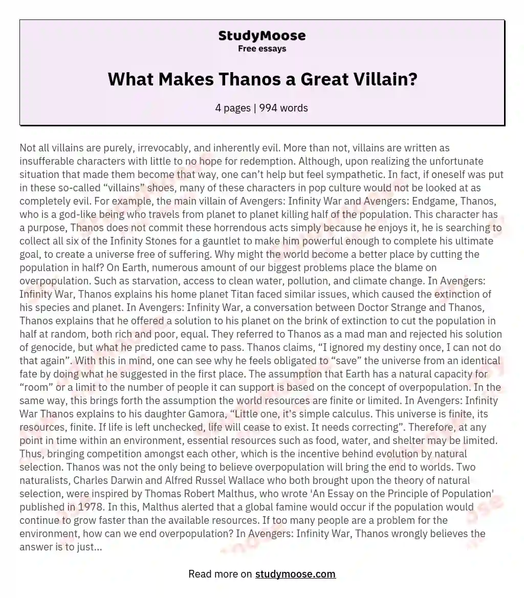 What Makes Thanos a Great Villain?