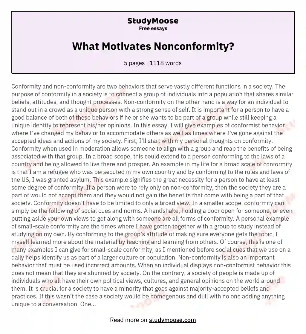 What Motivates Nonconformity?