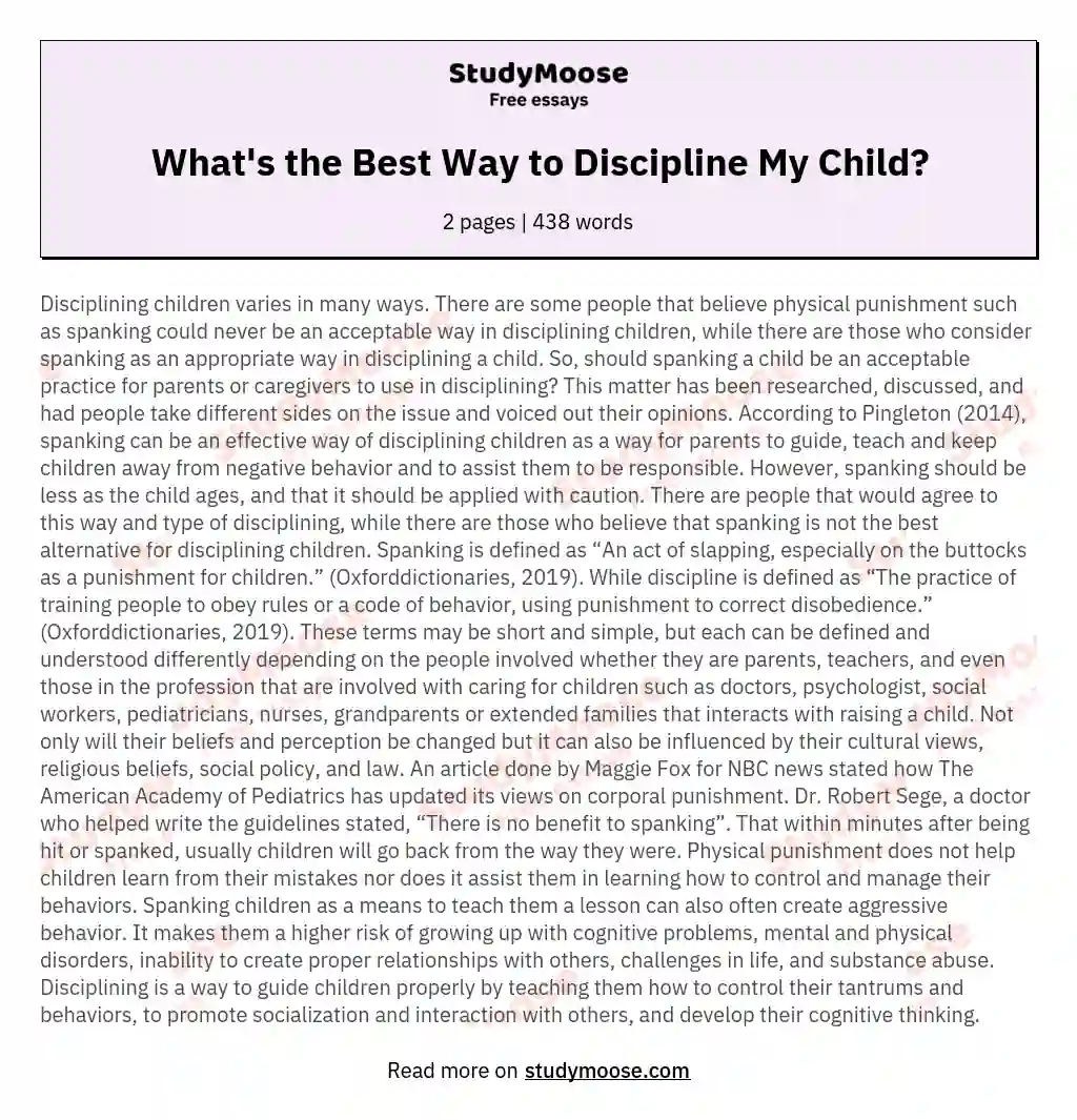 What's the Best Way to Discipline My Child? essay