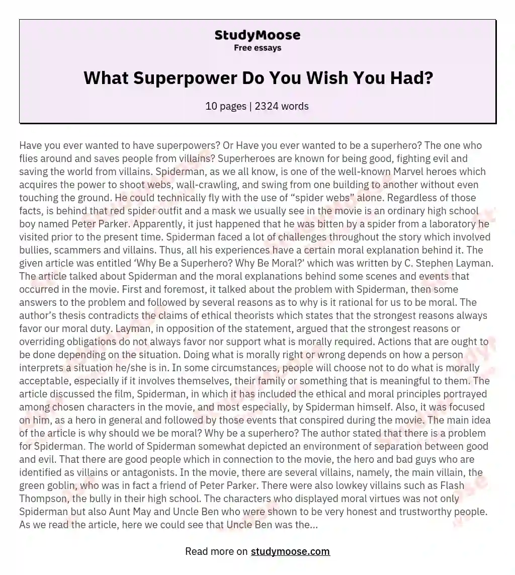 What Superpower Do You Wish You Had?