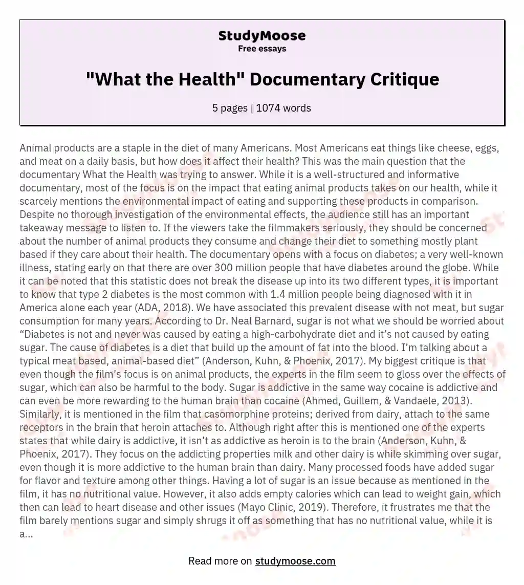 "What the Health" Documentary Critique