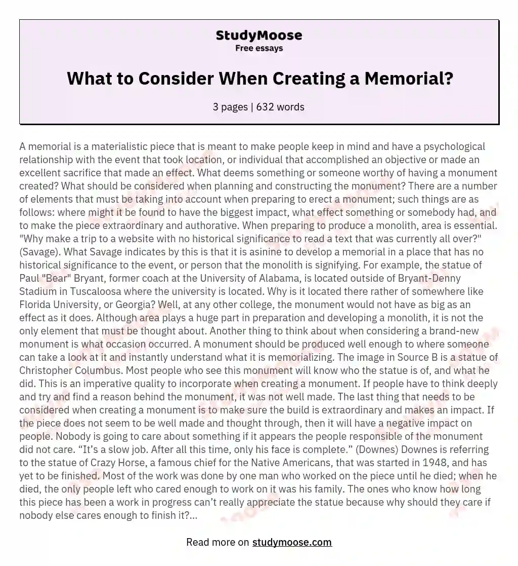 What to Consider When Creating a Memorial? essay