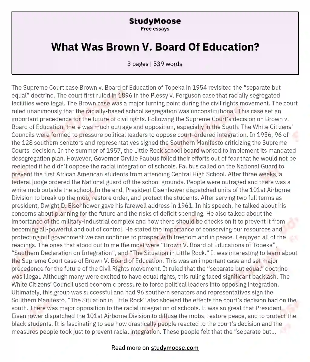 What Was Brown V. Board Of Education?