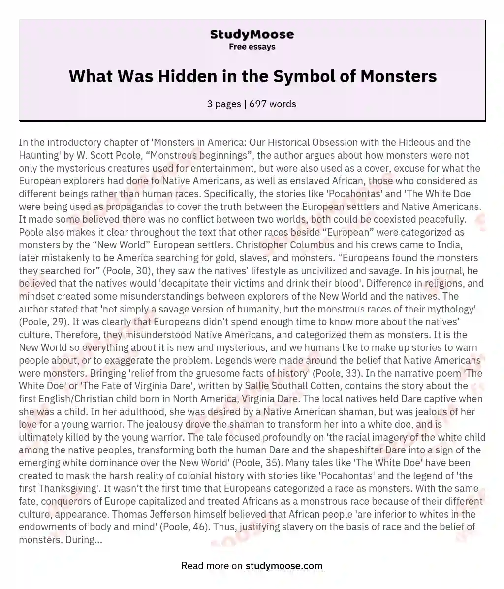 What Was Hidden in the Symbol of Monsters essay