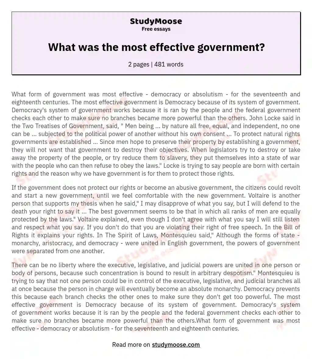 What was the most effective government?