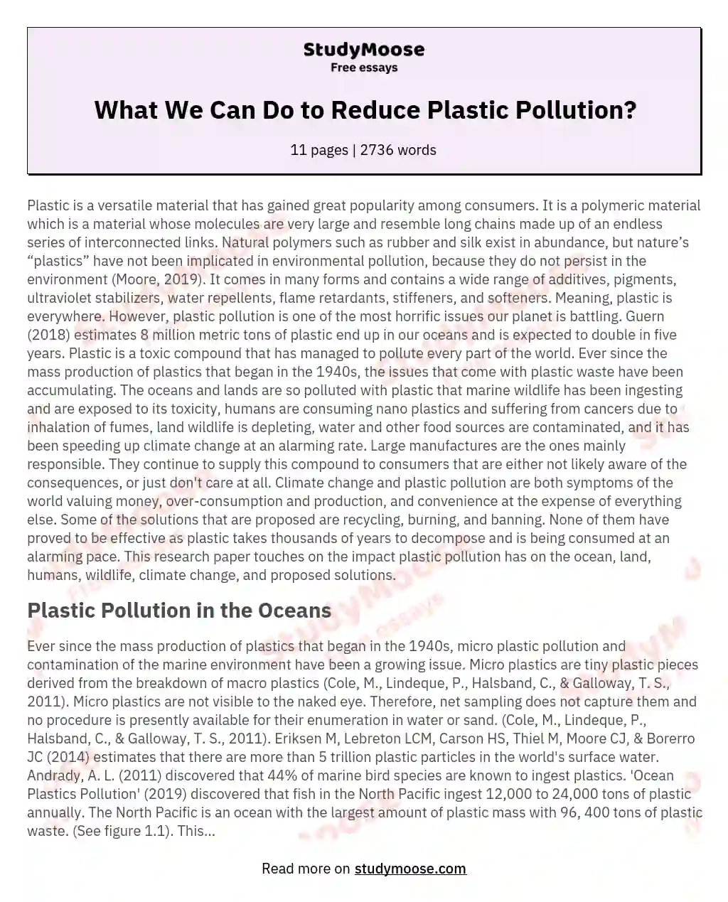 reduce pollution essay