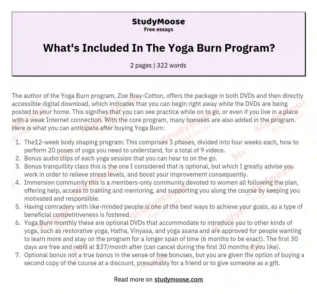 What's Included In The Yoga Burn Program? essay