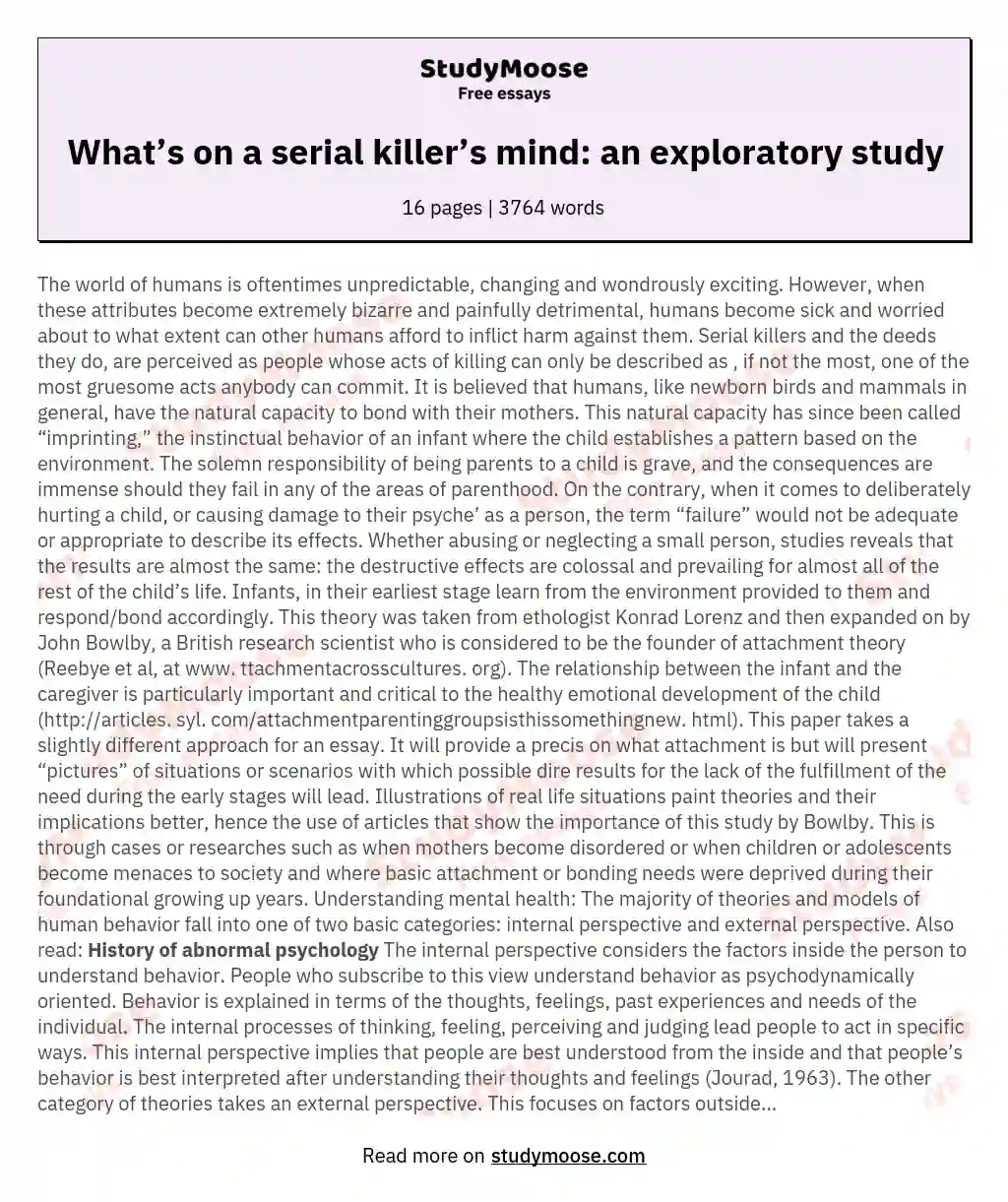 What’s on a serial killer’s mind: an exploratory study
