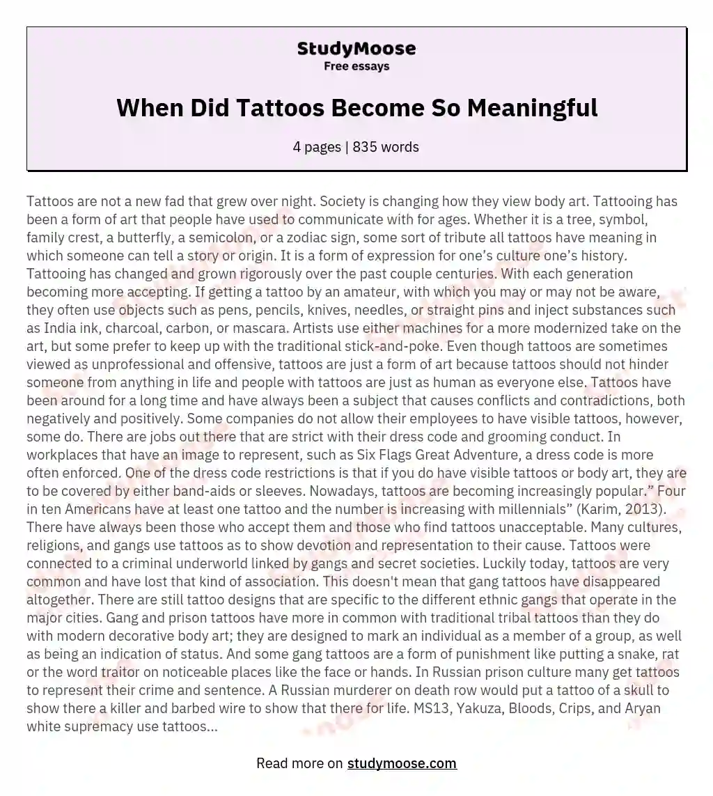 When Did Tattoos Become So Meaningful essay
