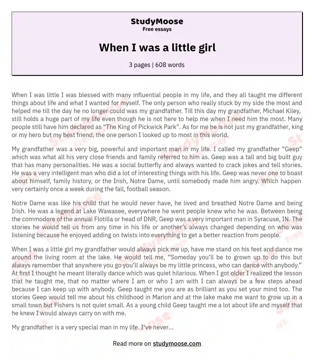 When I was a little girl essay