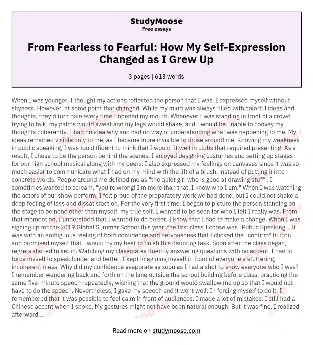 From Fearless to Fearful: How My Self-Expression Changed as I Grew Up