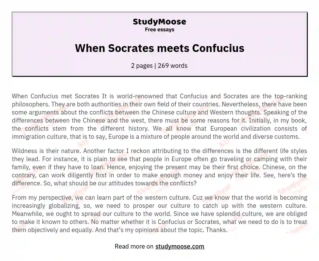 When Socrates meets Confucius essay