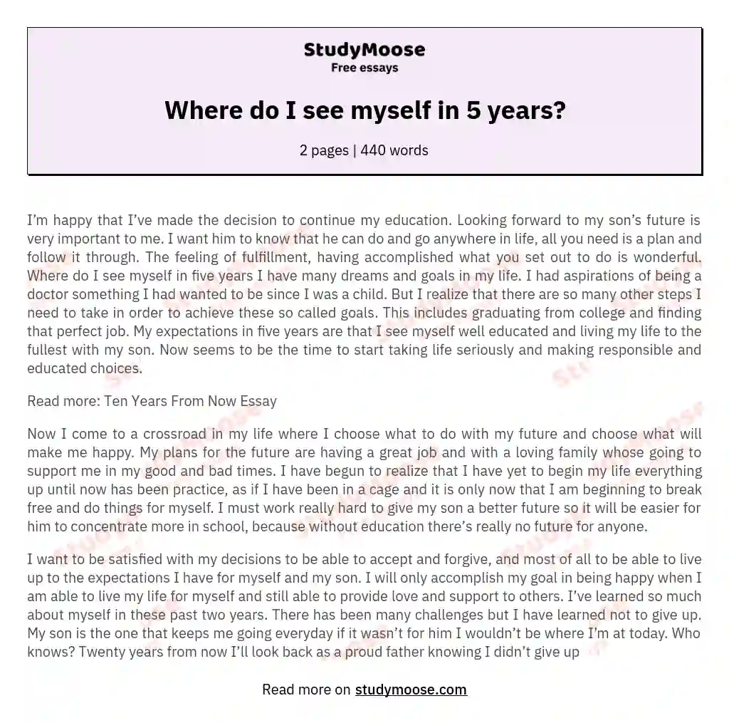 Where do I see myself in 5 years? essay