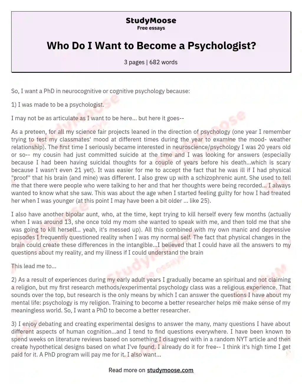 Who Do I Want to Become a Psychologist?