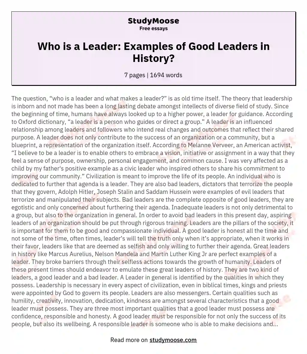 why i am a good leader essay