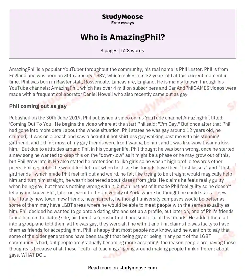 Who is AmazingPhil? essay