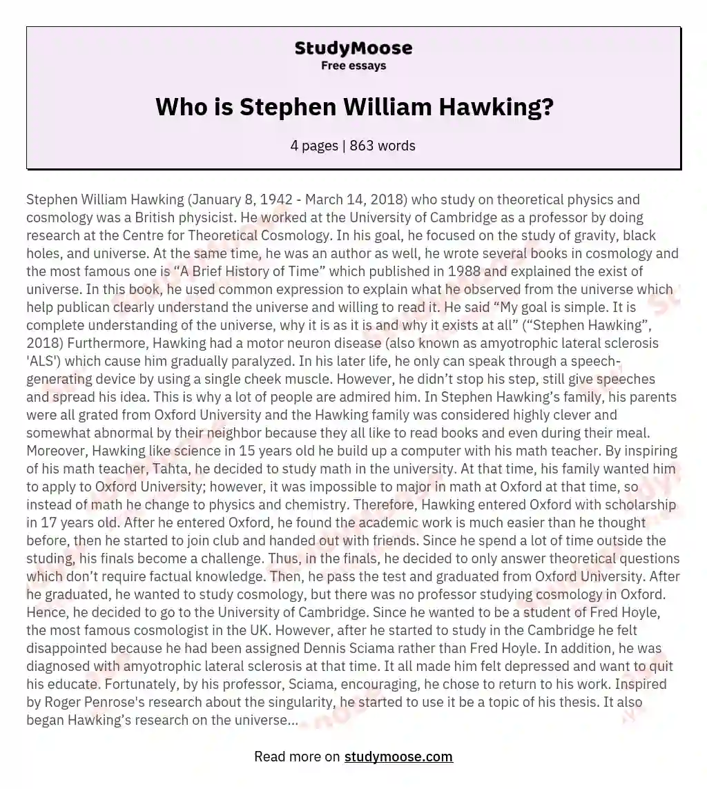 Who is Stephen William Hawking?