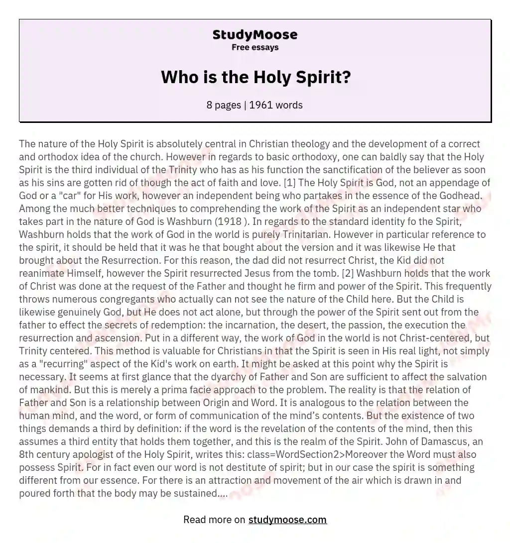 Who is the Holy Spirit? essay