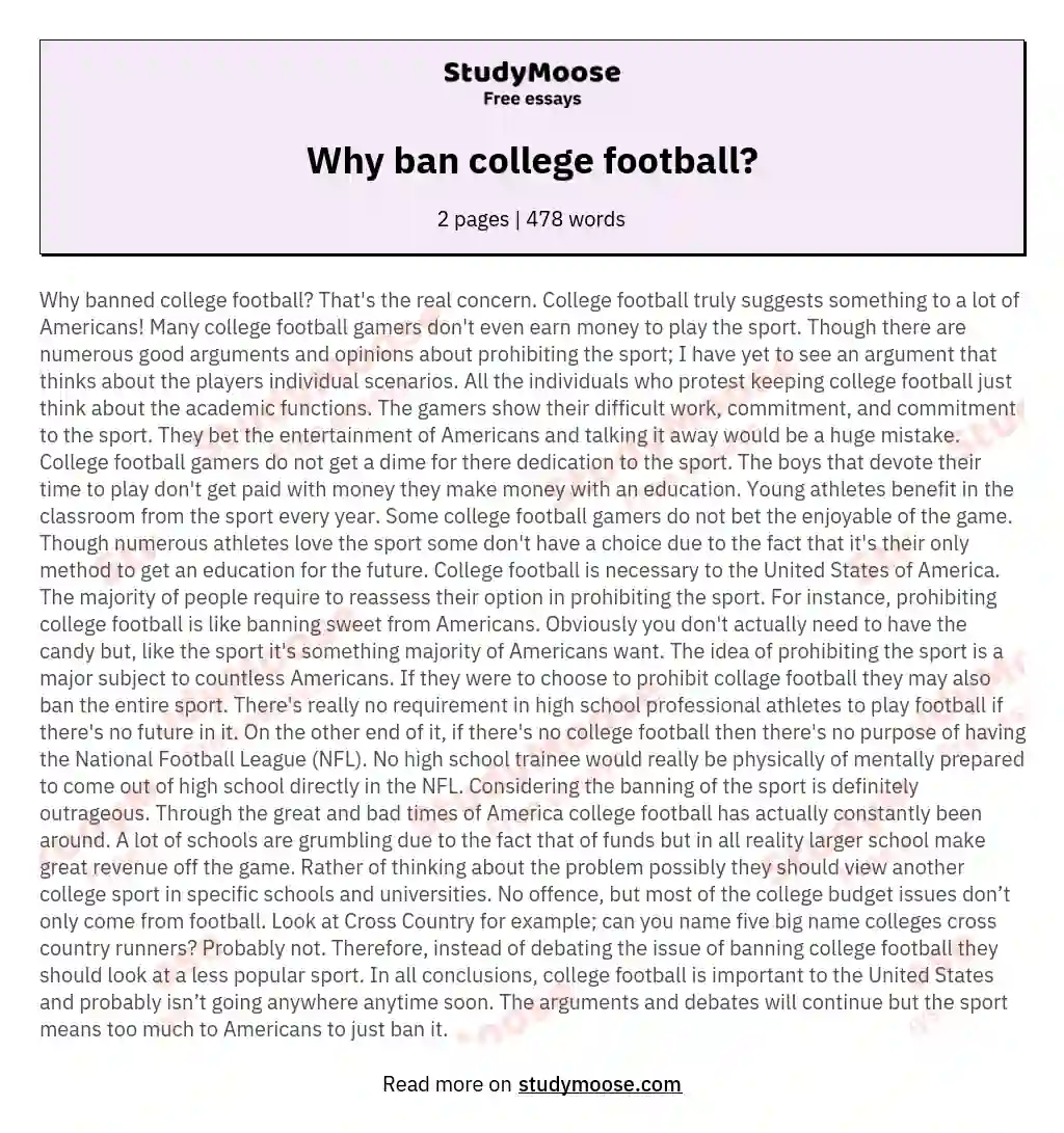 violent sports should be banned essay