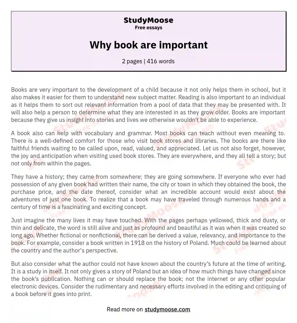 Why book are important essay