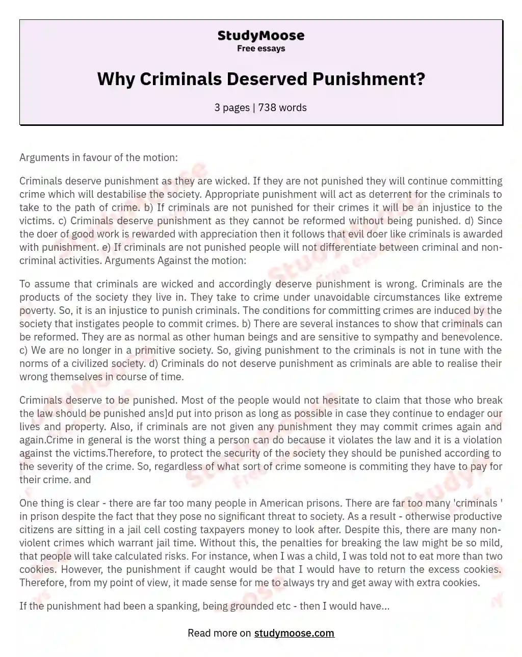 Why Criminals Deserved Punishment? essay