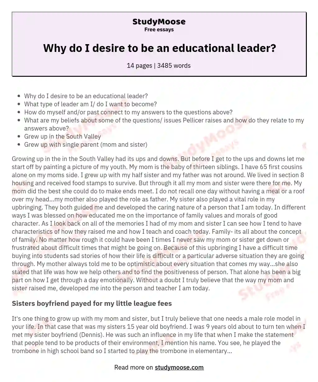 Why do I desire to be an educational leader? essay
