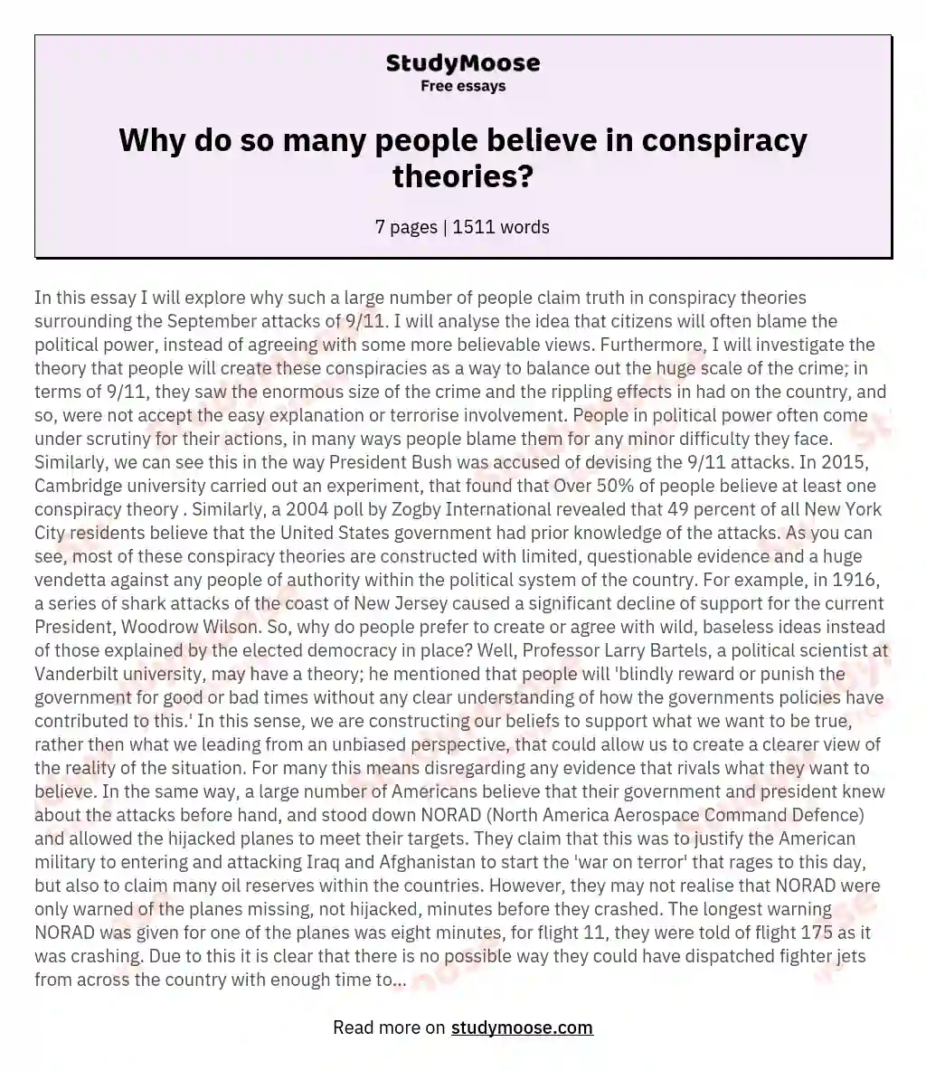 Why do so many people believe in conspiracy theories?