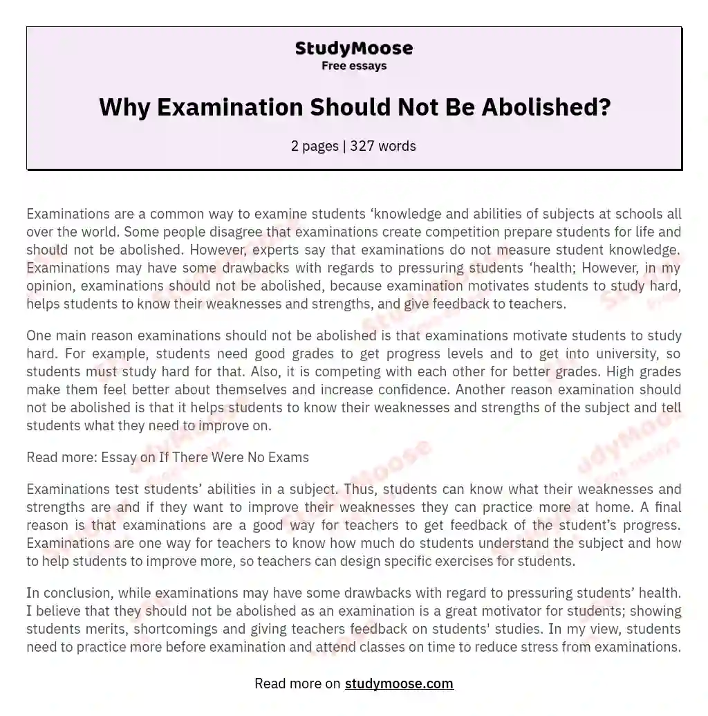 Why Examination Should Not Be Abolished? essay