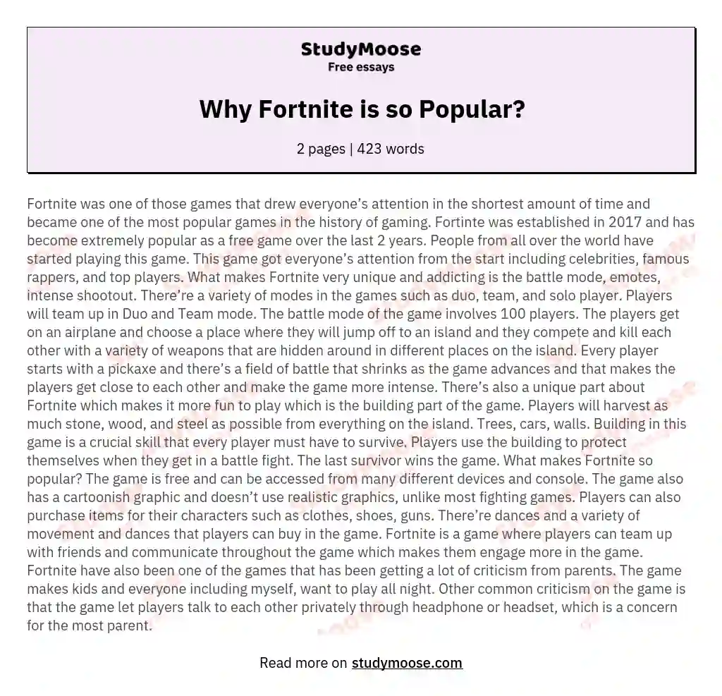 Why Fortnite is so Popular?